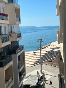 a view of the beach from a building at Sea View Apartments in Durrës