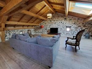 TV a/nebo společenská místnost v ubytování Gîte rénové avec charme, cour privée, proche Puy-en-Velay et trésors de la Haute-Loire - FR-1-582-473