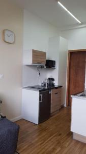 Zimmer mit einer Küche mit Arbeitsplatte in der Unterkunft Petit studio Magellan in Nantes