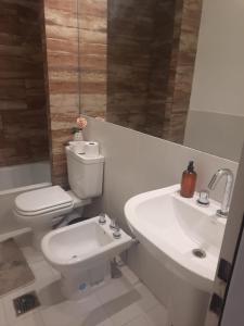 a bathroom with a toilet and a sink at Tu Refugio 3 - Monoambiente/Loft cerca del parque in Santiago del Estero