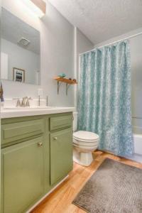 a bathroom with a sink and a toilet and a shower at Amazing Mtn Views - 10 Min to VT - Firepit & Patio in Blacksburg