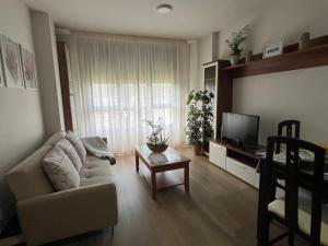 un soggiorno con divano e TV di Apartamento El Viaducto en Redondela a Redondela