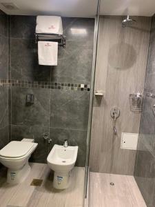 ein Badezimmer mit Toilette und Duschkabine in der Unterkunft Benjamín I in San Salvador de Jujuy