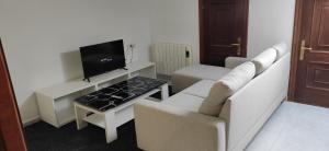 - un salon avec un canapé et une télévision dans l'établissement Covelobeach, à Pontevedra