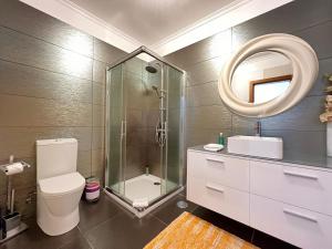 サン・ヴィセンテにあるCasa Saramago by AnaLodgesのバスルーム(シャワー、トイレ、鏡付)