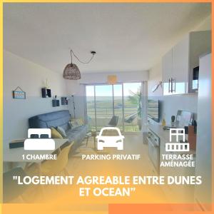 - Sala de estar con en T2 face dunes et ocean - Proche Golf et Thalassothérapie, en Saint-Jean-de-Monts