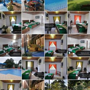 a collage of photos of a house with a pool at Hotel campestre la Maria in Villavicencio