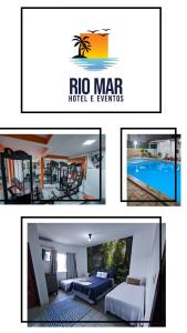 een collage van drie foto's van een huis bij Hotel e Restaurante Rio Mar in Valença