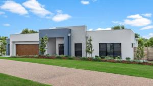 a rendering of a white modern house at Villa Tallawanta in Pokolbin