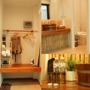 two pictures of a bathroom with a sink and a toilet at บ้านไร่มีสุข Baanrai Meesuk in Surat Thani