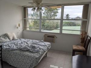 - une chambre avec un lit et une fenêtre dans l'établissement Spacious gated 2 bed 2 bath with pool, à San Juan