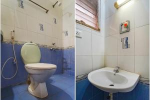 2 fotos de un baño con aseo y lavabo en FabHotel Nest Inn Service Apartment en Chennai