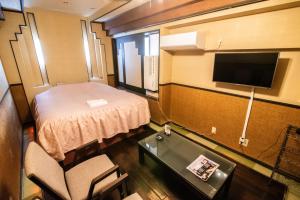 a hospital room with a bed and a tv at フルスファー ホテル in Gionmachi