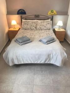 1 dormitorio con 1 cama con 2 almohadas en Bella Vista Rural Retreat, en Arboleas