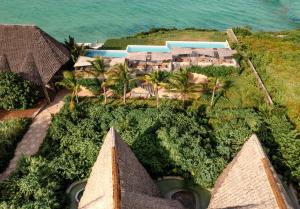 an aerial view of a resort by the ocean at Bamboo Zanzibar in Jambiani