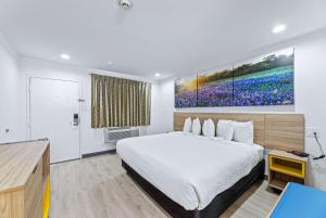 1 dormitorio con 1 cama y una pintura en la pared en Days Inn by Wyndham McKinney, en McKinney