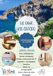 a flyer for a hotel on the beach with a view of the ocean at LE CASE DI CICCIO - Casa Girasole in Pantelleria