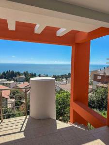 a view of the ocean from a balcony at Apartments Olga in Ulcinj