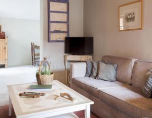 - un salon avec un canapé et une table basse dans l'établissement Apartamento Azul, à Revilla de Cepeda