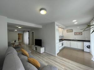 a living room with a couch and a kitchen at Casa Alberto 1 drch in Tudela