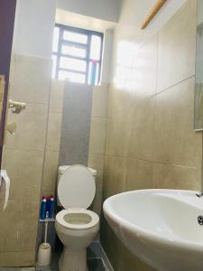 een badkamer met een toilet en een wastafel bij Pendeza Hyrax Residence in Nakuru