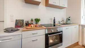 Kuchyň nebo kuchyňský kout v ubytování WineDesign Boxspring 8 Pers BASF Nähe Ludwigshafen und Mannheim