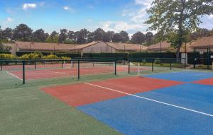 um campo de ténis com dois campos de ténis em 2 Bedroom Gorgeous Home In Les Mathes em Les Mathes