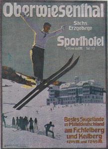 una rivista con una persona sugli sci nella neve di Summit of Saxony Resort Oberwiesenthal a Oberwiesenthal