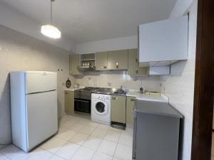 a kitchen with a white refrigerator and a dishwasher at Appartamento bilocale centralissimo 013 in Pinzolo +8 photos