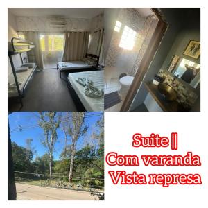 een collage van drie foto's van een kamer met een kamer bij Pousada Guarapiranga in Sao Paulo