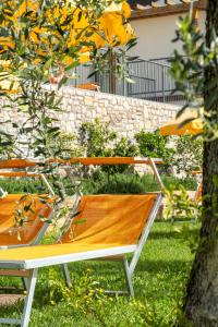 A garden outside Residence Dany appartamenti con cucina vista lago piscina e parcheggio