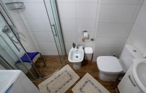 a bathroom with a shower and a toilet and a sink at MIMOZA2 in Novi Vinodolski +10 photos