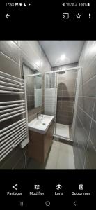 a bathroom with a sink and a mirror at Chambres disponibles - Saint Denis City Center Porte de Paris - Métro 13 - RER D - Ligne H - Tramway 1-5-8 in Saint-Denis