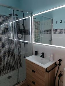 a bathroom with a shower and a sink at LG Suite Alcobendas in Alcobendas