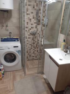MionicaにあるKuća Tajna Banja Vrujciのバスルーム(シャワー、洗濯機付)
