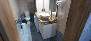 een badkamer met een wastafel en een toilet bij Actis Studios in Stelida