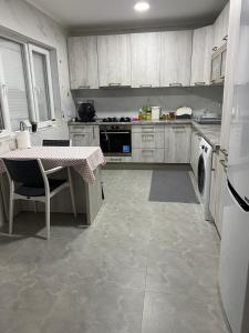 una cucina con tavolo, frigorifero e lavastoviglie di Al Sahab Villa a Hadžići