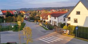 a small town with houses and a street at Dom Wakacyjny U BARBASI - 7 DNI W DOBREJ CENIE ! in Chmielno