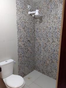 若昂佩索阿的住宿－Espaço Jardim Secreto Hostel，一间带卫生间和淋浴的浴室