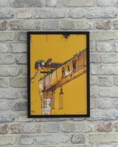 a painting hanging on a brick wall at Belfast Quarters: Modern City Centre Hub 3 Bed in Belfast