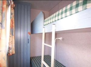 a bunk bed with a ladder in a bedroom at Mobilhome Vieux Boucau les bains in Vieux-Boucau-les-Bains
