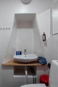 a bathroom with a sink and a toilet at Castle House Inn in Stockholm