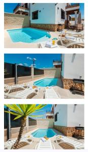 een collage van twee foto's van een zwembad bij Villa Pablo, Despeñaperros in Santa Elena