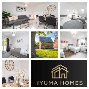 a collage of photos of a bedroom and a house at 3 Bedroom House By The Yuma Homes Short Lets & Serviced Accommodation In Kent With Wifi & Parking in Ashford