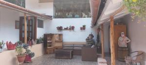 Sicuani的住宿－Casa Turistica Las Tunas，带沙发和一些植物的客厅