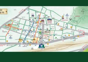a map of a city with attractions at Eoulim Guesthouse 2 in Andong