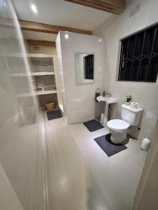 a bathroom with a toilet and a sink at Msasa Views Cottage in Juliasdale