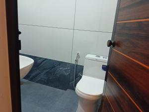 a bathroom with a toilet and a sink at Eden Homestays in Wayanad