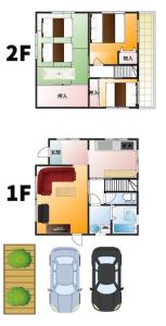 Půdorys ubytování ビーチまで徒歩5分 BBQ無料 7名迄OK 戸建て貸切宿 Bignet villa