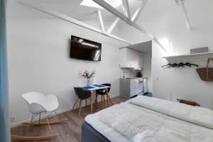 Kuchyň nebo kuchyňský kout v ubytování Lovely Holiday Apartment At Solgaarden 4